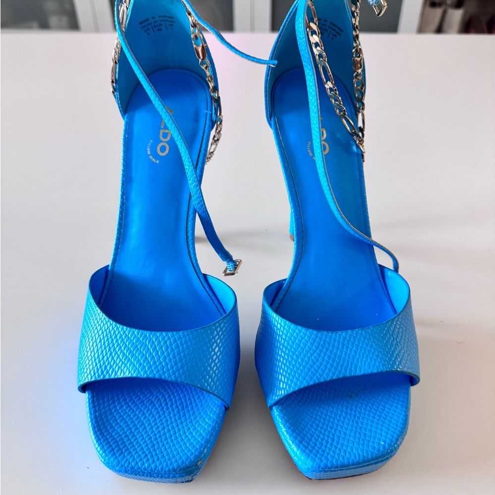 Aldo Blue Peep Toe Heels - Picture 11 of 13